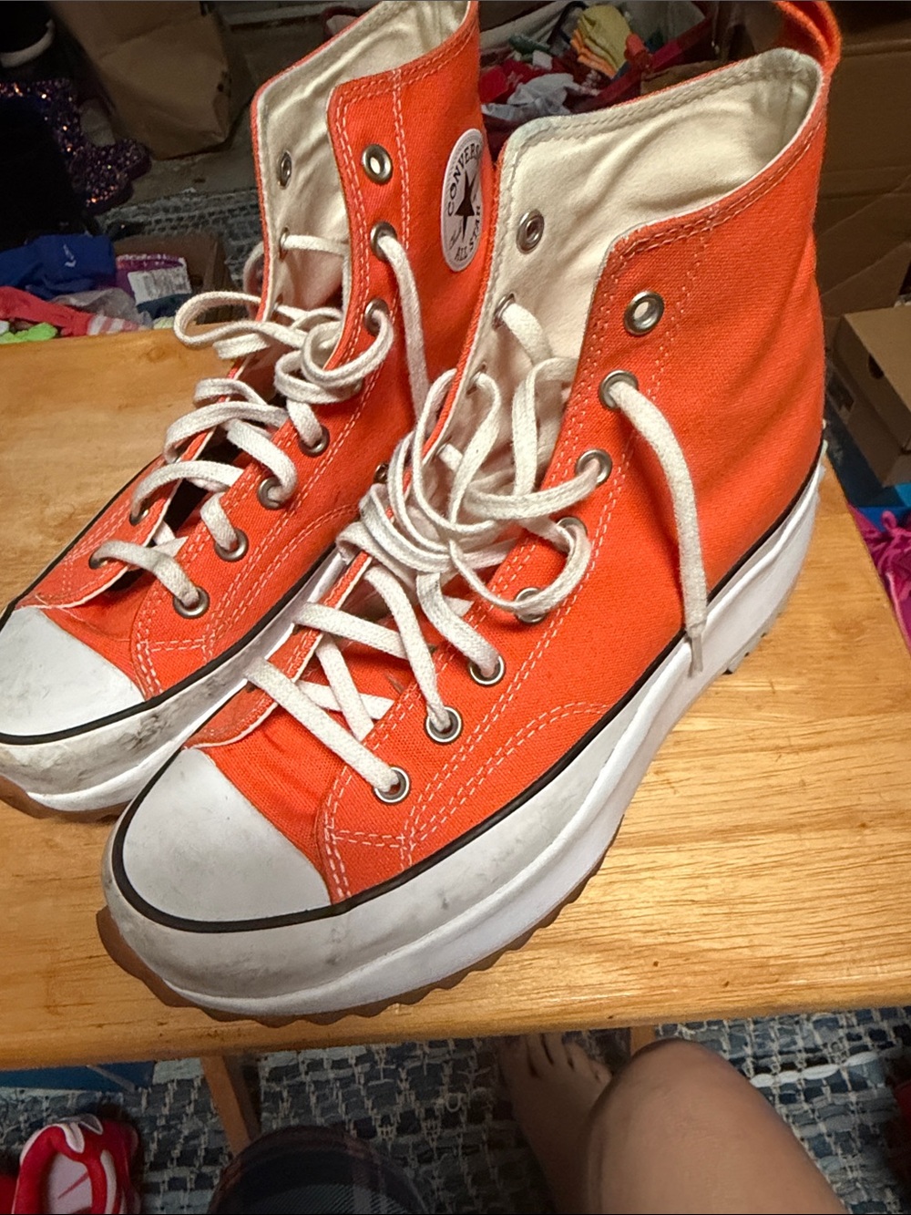 Converse Orange High-Top Platform Sneakers size 11.5